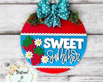 Hand Painted Strawberry Door Hanger: Summer Farmhouse Decor
