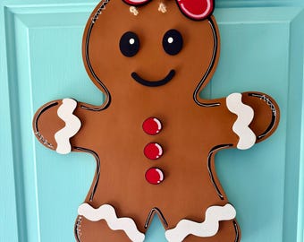 Gingerbread Girl Door Hanger Christmas Decor