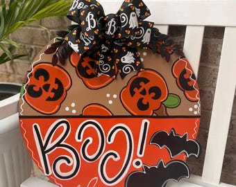 Halloween Door Hanger Fall Decor Pumpkin Sign