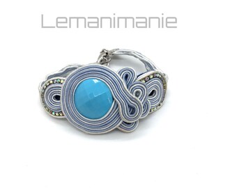 Bracelet soutache bleu clair
