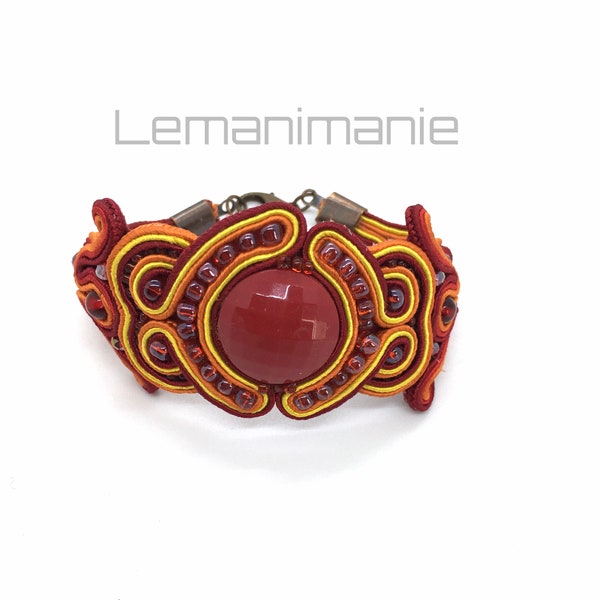 Bracciale soutache rosso giallo/red and yellow soutache bracelet