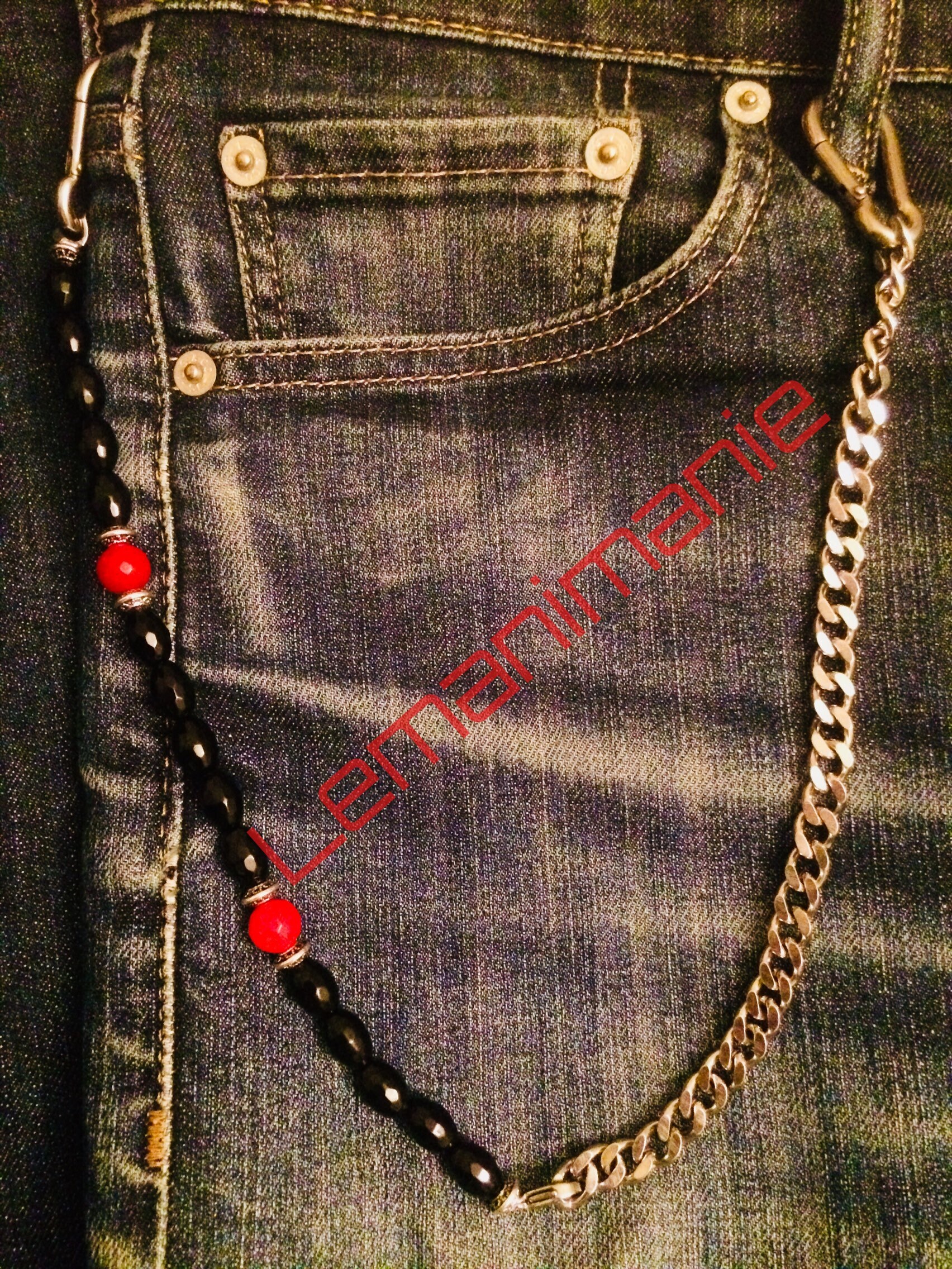 Catena Jeans Acciaio E Pietre Rossonere/red and Black Stones | Etsy  Australia
