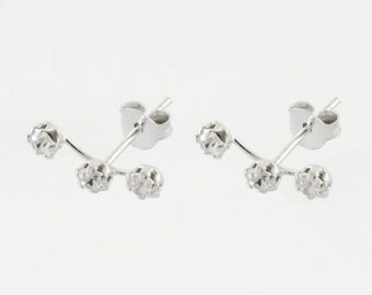 Silver Studs / Silver Trio Crawler Stud Earrings / Gift For Her / Silver Earrings / Jewellery  / Climber / Letterbox Gift
