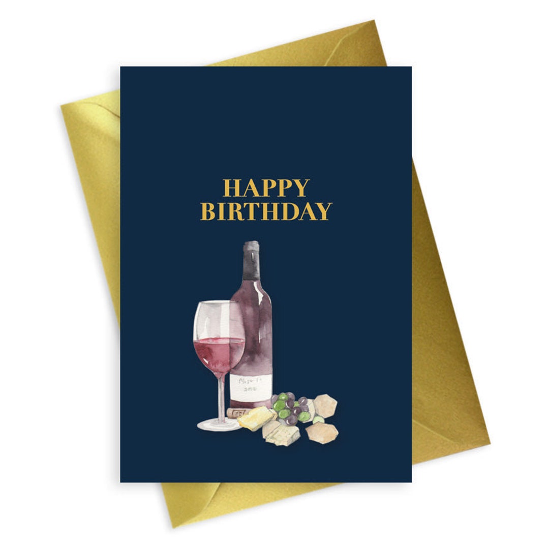 Wine Card / Red Wine Card / Foiled Card / Birthday Card / - Etsy