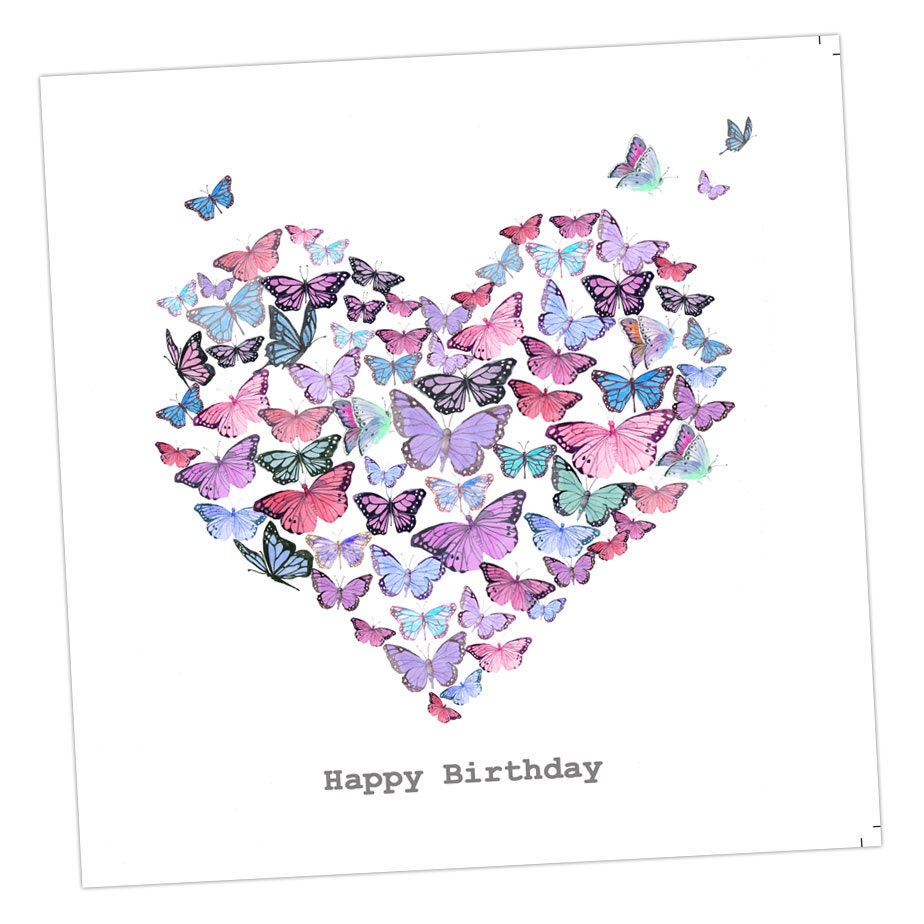Feliz Cumpleaños Mariposa Corazón Embellecido Tarjeta ...
