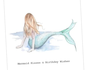 Birthday Card / Card for Her  / Greeting Card / Mermaid Card / Girls Birthday Card / Daughter Birthday Card / Card for Woman