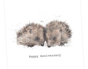 Carte di anniversario / Carte di anniversario di matrimonio / Carte di felice anniversario / Cartolina di riccio / Cartolina d'auguri