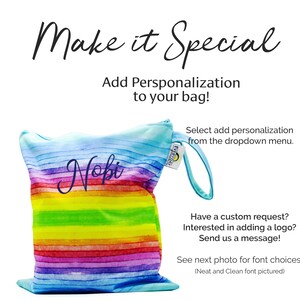 Rainbow Wet Bag, Wet Bag, Wet Dry Bag, Beach Bag With name, No snap