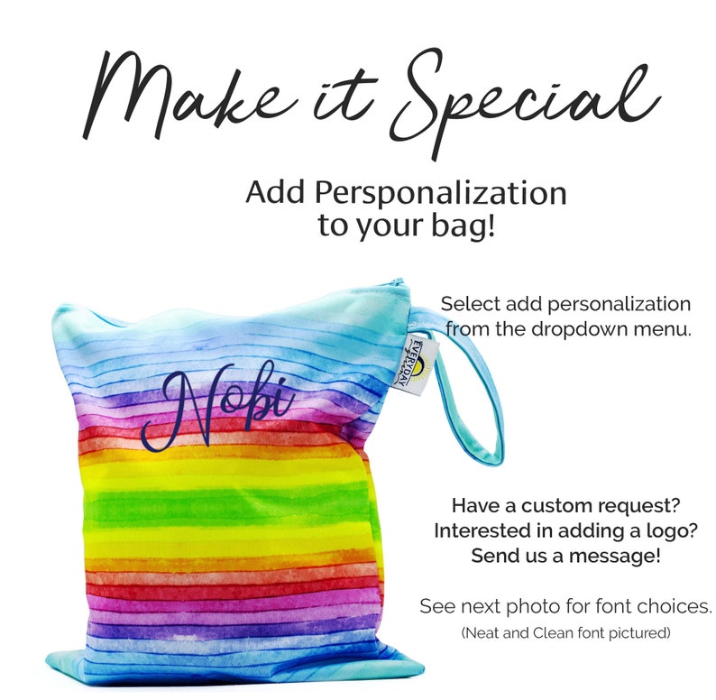 Rainbow Wet Bag, Wet Bag, Wet Dry Bag, Beach Bag With name, No snap