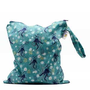 Ocean Themed Wet Bag for Swimsuits, Cloth Diapering, and Reusable Pads