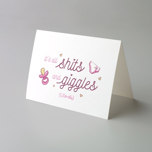 Printable Baby Shower Card, it’s all shits and giggles New & Expecting parents Cards, Funny  Greeting Card