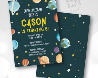 Kids Outer Space Birthday Invitation, Printable Astronaut Party Invitation, Printable Download
