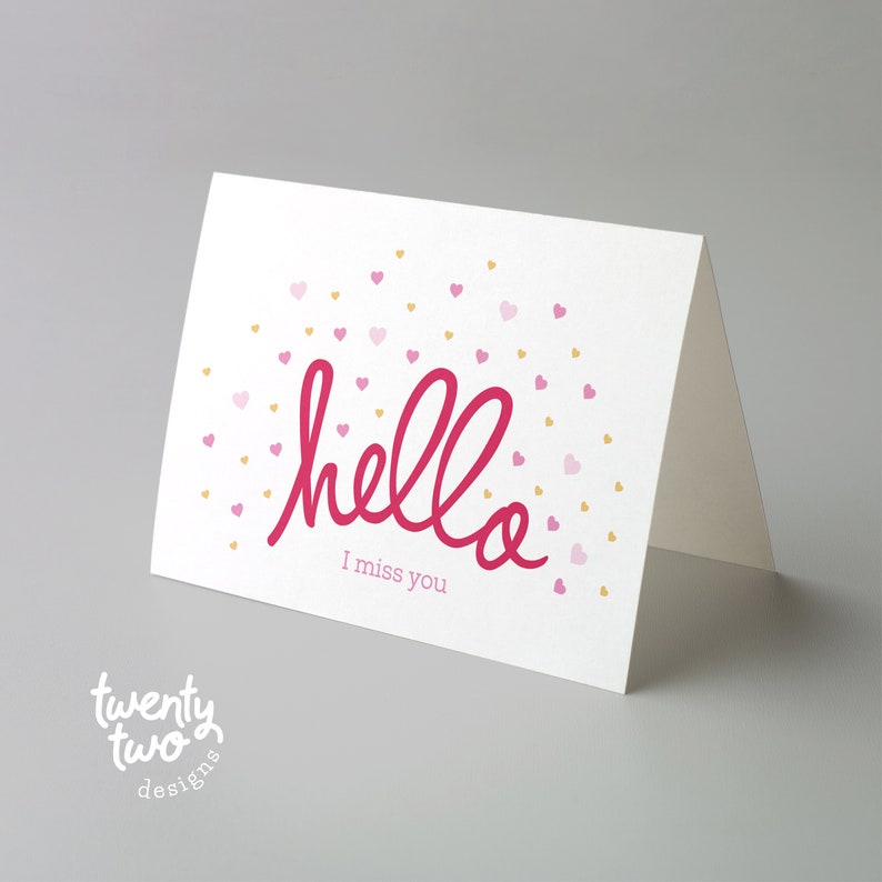Hello Thinking of You Card, Blank Printable Greeting Card, Blank Card image 1