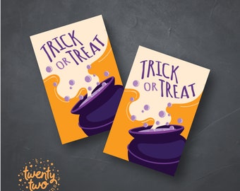 Printable Witches Cauldron Halloween Favor Tags, Halloween Favor Tag, Trick or Treat Tags, School Favor Tags