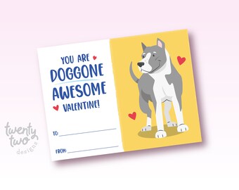 Printable Dog Valentines For Kids, Puppy Dog Valentine Card, Classroom Valentine Exchange