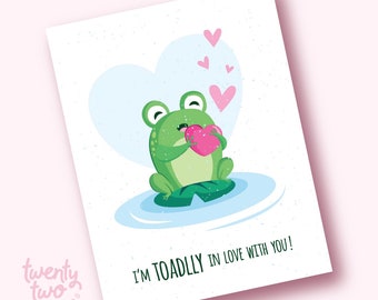 Toadlly In Love With You, Printable Valentine Card, Anniversary Card, Card for Significant Other