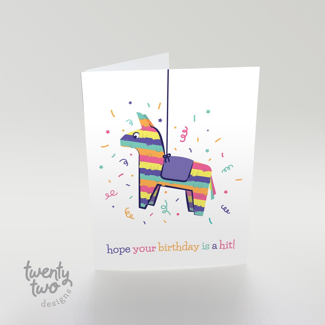 Printable Birthday Card, Printable Piñata Birthday Card, Blank Card - Etsy