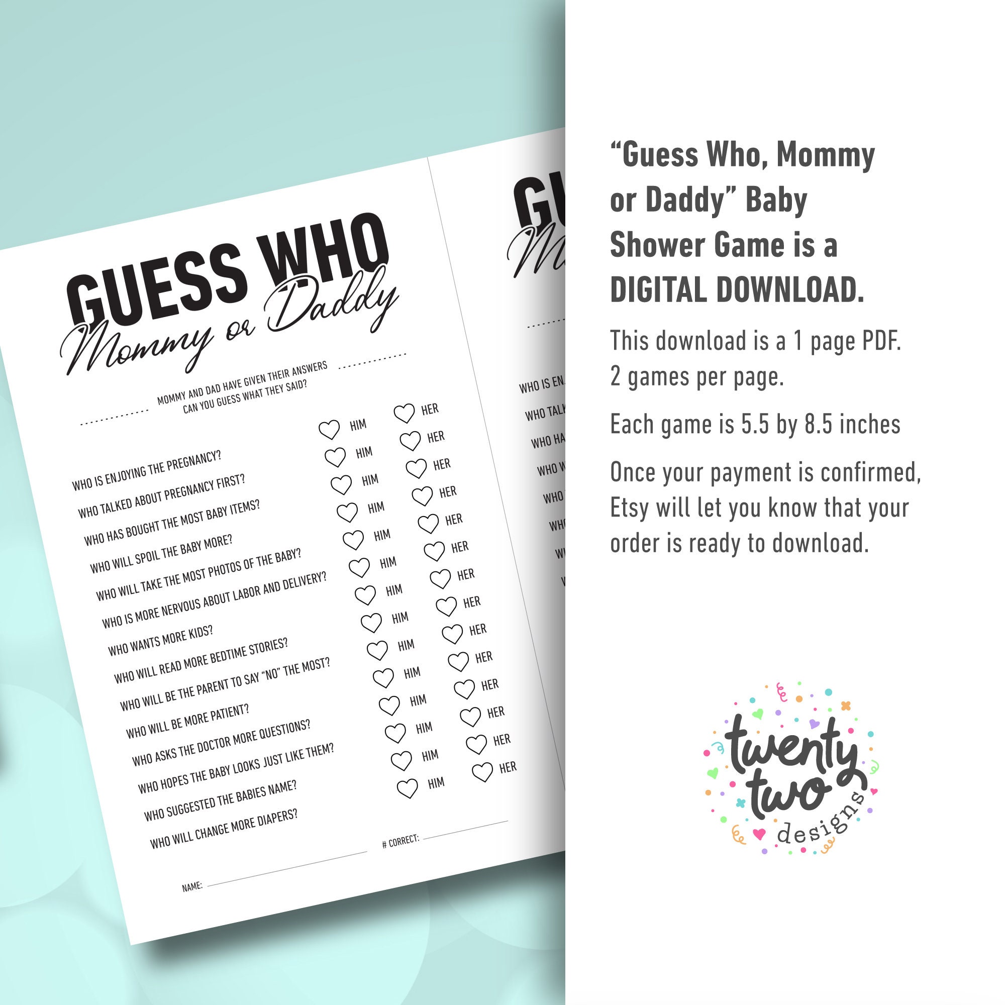 Guess Who Baby Shower Printable Game | Etsy