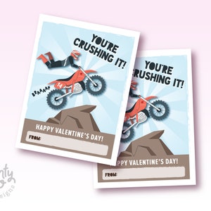 Printable Dirt Bike Valentine for Kids, Crushing It Dirt Bike Valentine ...