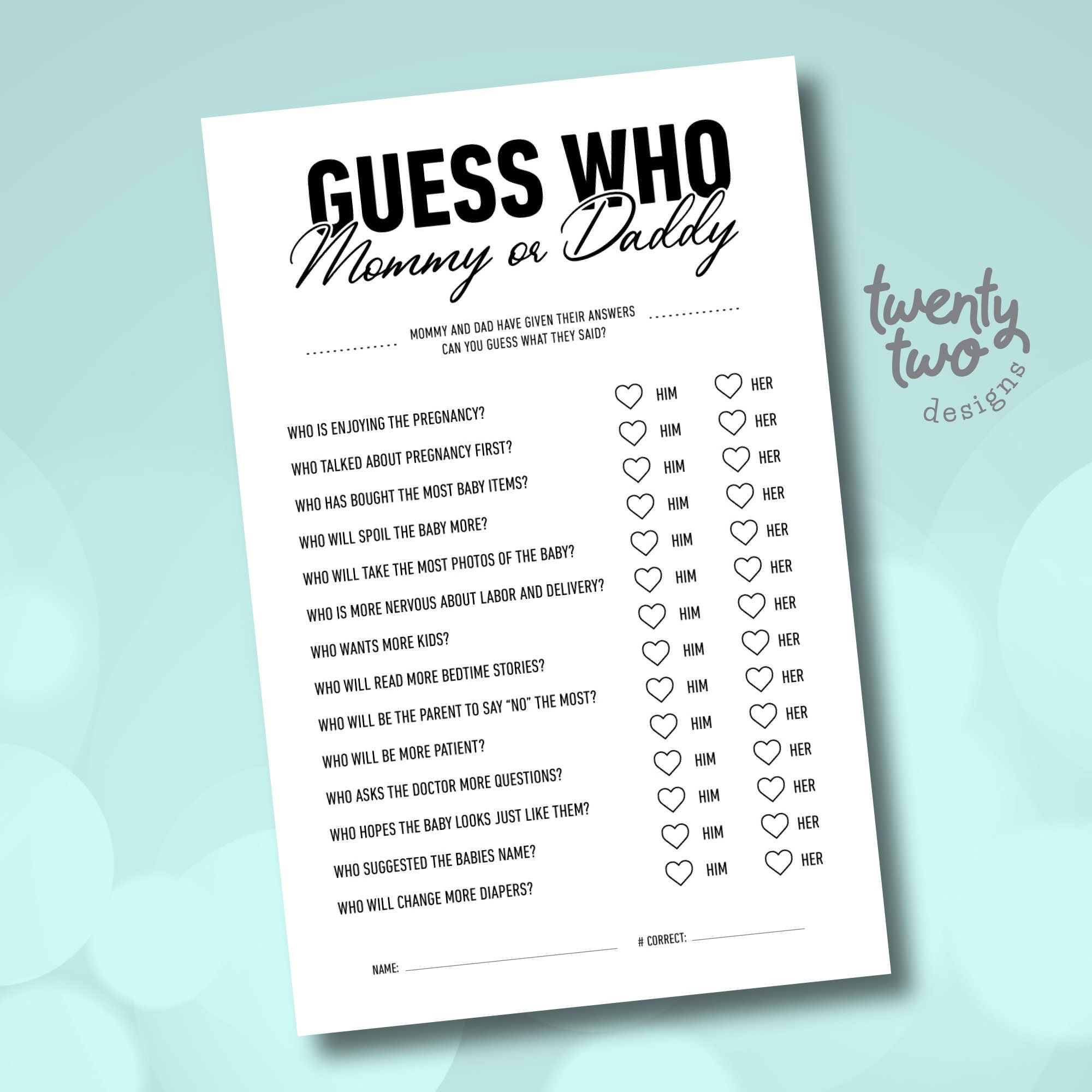 Guess Who Baby Shower Printable Game | Etsy