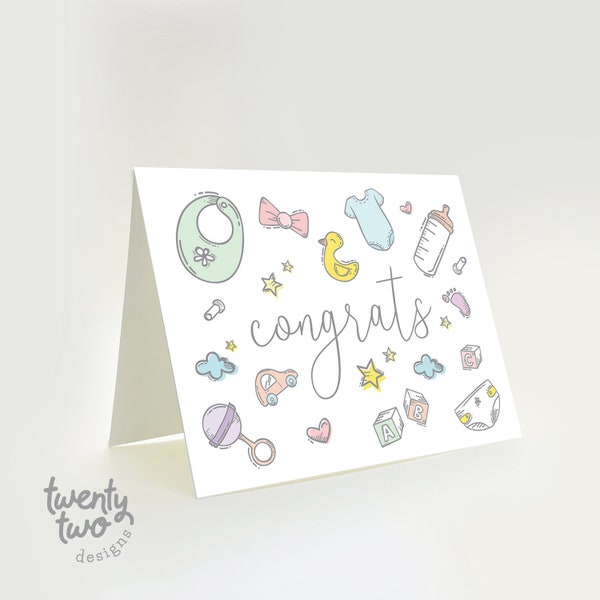 Printable Congratulations Pregnancy Card, Baby & Expecting Card, Blank Card, Digital Card