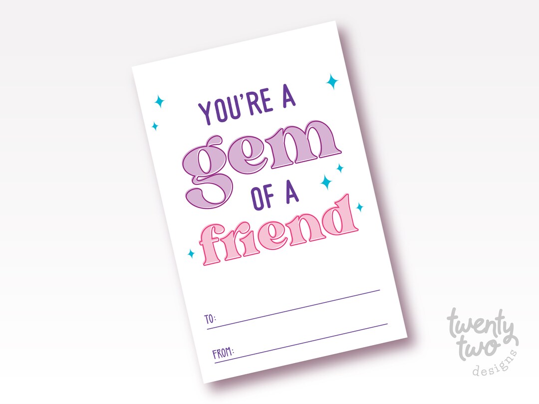 Gem of A Friend Printable Kids Valentine Cards Ring Pop Etsy