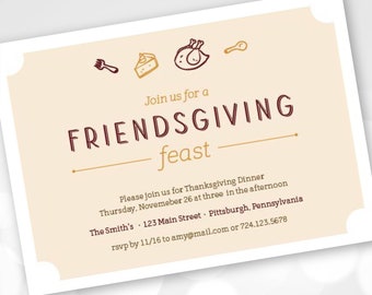 Printable Friendsgiving Invitation,  Fall Dinner Party Invitation