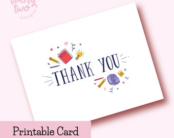 Printable Thank You Card for Teacher, Teacher Valentine Appreciation Card, Educator Gratitude Card