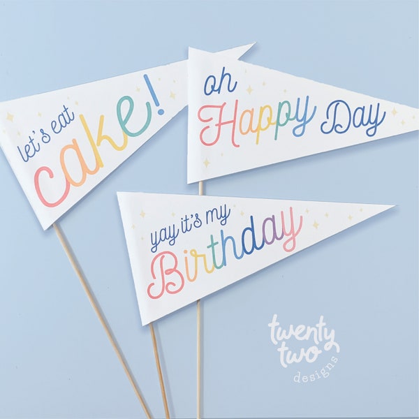 Birthday Printable Pennant Flags, Birthday Decoration, Photo Prop