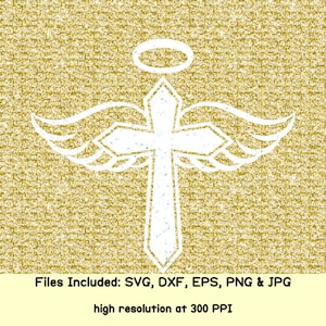 Pascua svg Cruz svg religioso cristiano svg memorial svg Jesucristo svg Alas de ángel bebé archivos svg para cricut silueta eps archivo de corte dxf
