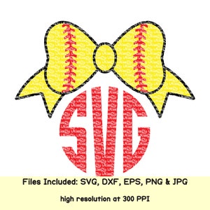 Softball svg mom svg catcher svg bow monogram svg files for cricut silhouette coach cheer mom life laces svg decal girls shirt dxf cut file