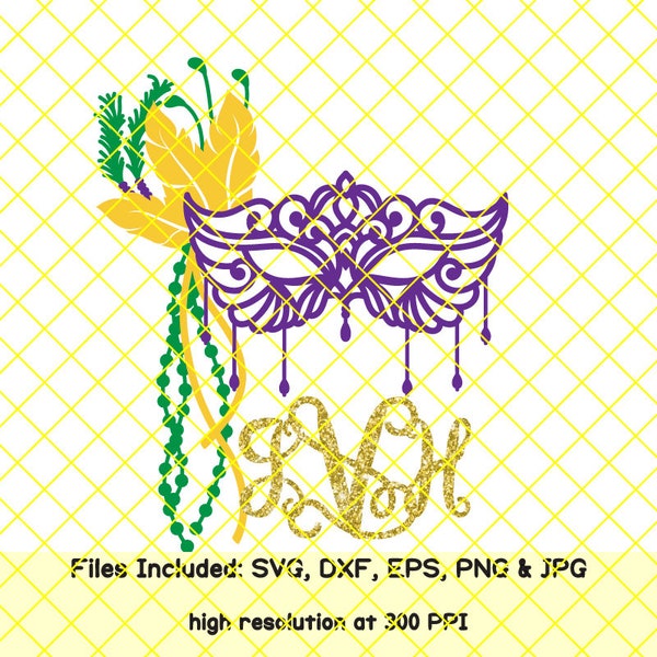 Mardi gras mask svg files for cricut women shirt kids beads monogram svg masquerade carnival feathers clipart design silhouette dxf cut file