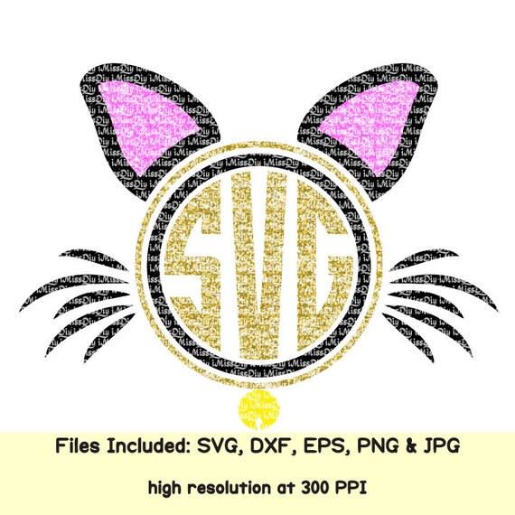 Download Kitten Cat ears monogram Svg halloween kitty face cats meowied | Etsy