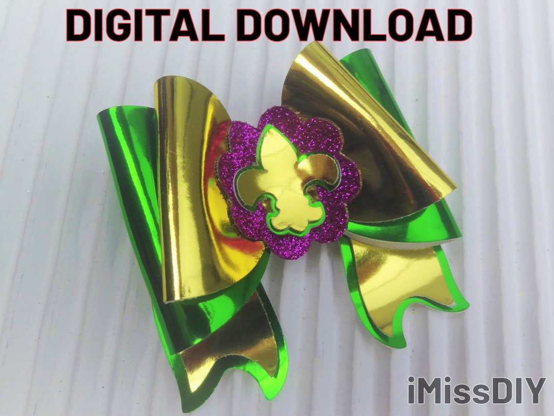 Mardi Gras Svg Fleur De Lis Svg Kids Hair Bow Template Clip Pattern 