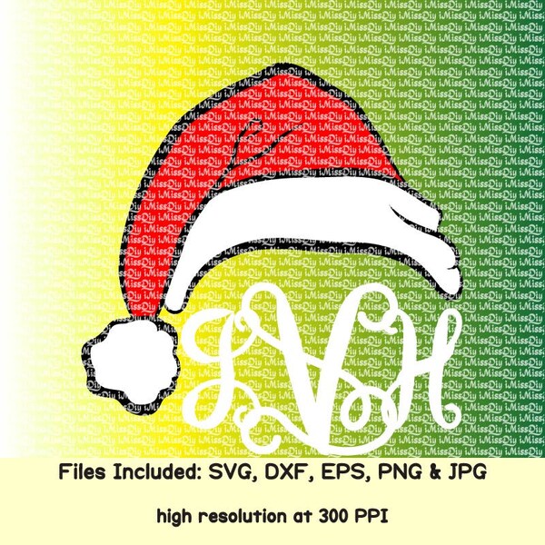 Christmas svg Santa hat svg Santa hat monogram svg santa claus svg sack files for cricut silhouette boy mom shirt decal designs dxf cut file