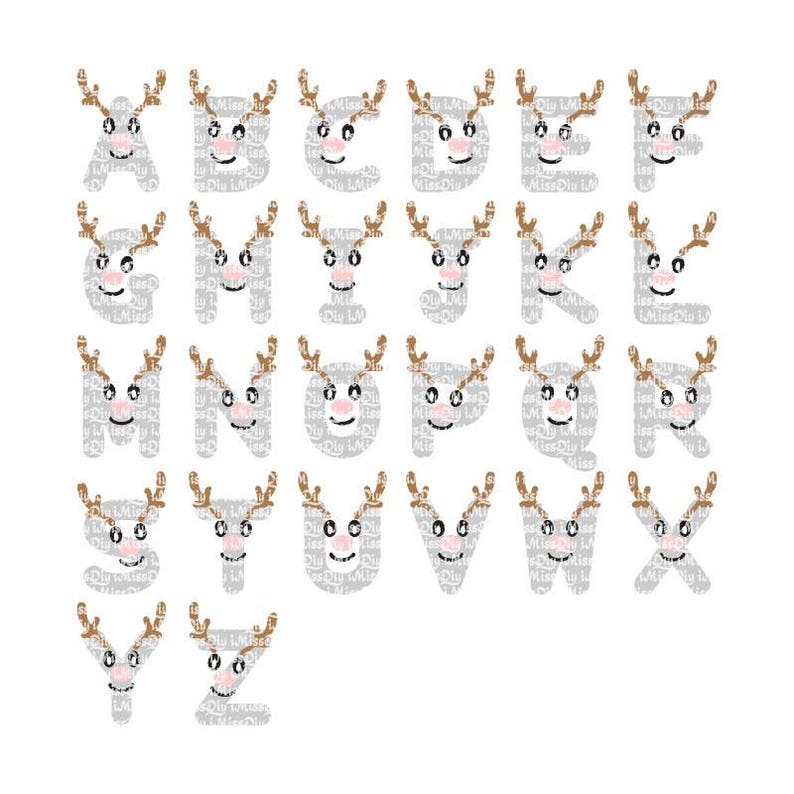 Download Christmas font svg Alphabet Letters svg reindeer names ...