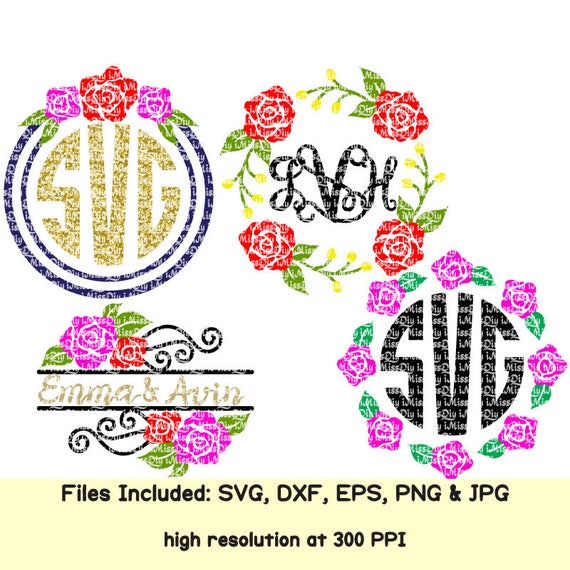 Download Summer Flower Svg Easter Svg Rose Floral Flourish Wedding Wreath Spring Split Monogram Svg Files For