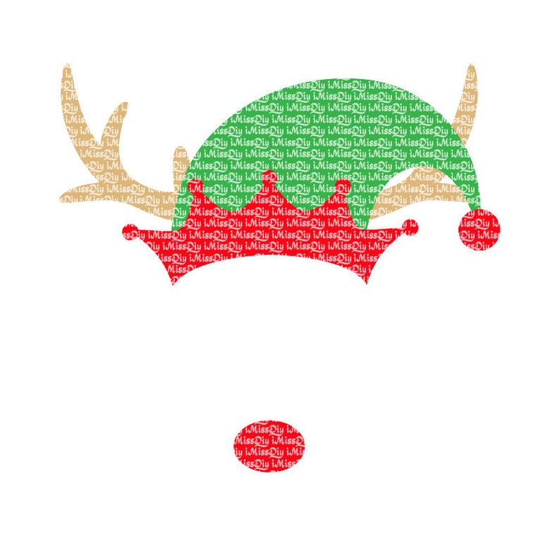 Download Christmas svg elf hat monogram svg reindeer head names svg ...