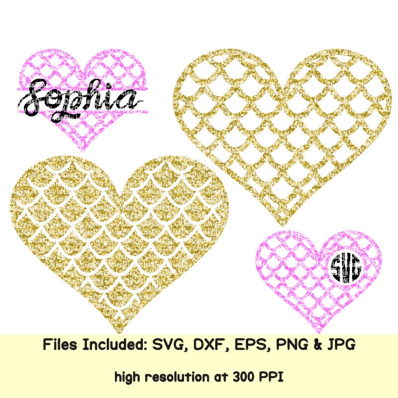 Download Mermaid heart svg Valentines day svg Love tail kiss scales ...