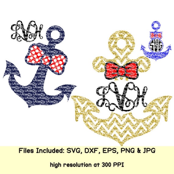 Download Bow Anchor svg nautical boat anchor monogram frame Svg ...