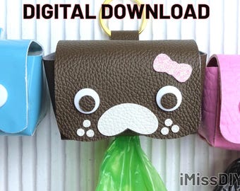 Dog Poop Bag Holder SVG Template: Faux Leather Keychain Pouch (Digital Download)