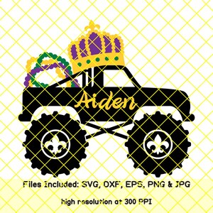 Mardi gras svg jongen mardi gras svg kinderen mannen mardi gras vrachtwagen svg mardi gras monogram svg kroon kralen fleur de lis svg PNG-ontwerp dxf bestand knippen