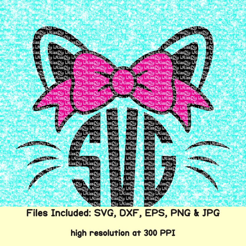 Download Cat ears svg monogram svg meow meowied svg files for cricut | Etsy