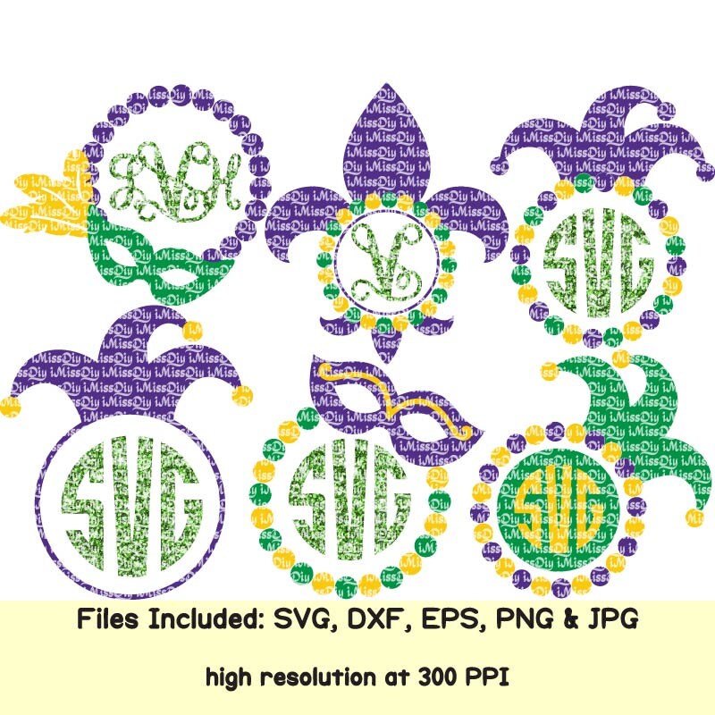 Mardi Gras svg Mardi Gras Mask svg Jester hat svg fleur de lis svg bundle beads monogram svg files for cricut silhouette htv dxf cut file