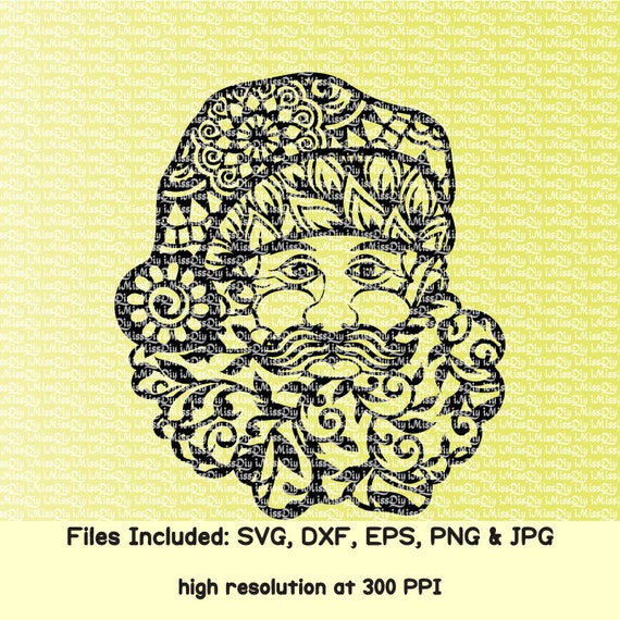 Download Mandala Christmas svg Zentangle santa svg santa face hat sack