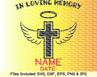 In loving memory svg dad mom svg In memory of svg dog pet svg angel wings svg son child cross svg files for cricut silhouette dxf cut file