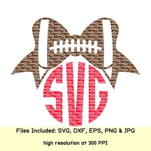 Fall football svg cheer bows mom sports balls helmet laces monogram svg files for cricut silhouette shirt decal designs clipart dxf cut file