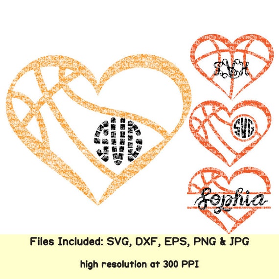 Download Basketball Heart Svg Love Basketball Svg Mom Sports Monogram Etsy