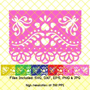 Mexicaanse partij bunting banner Svg papel picado svg clipart PNG cinco de mayo svg fiesta verjaardag vlag clip art papercut sjabloon Dxf CUT-BESTAND