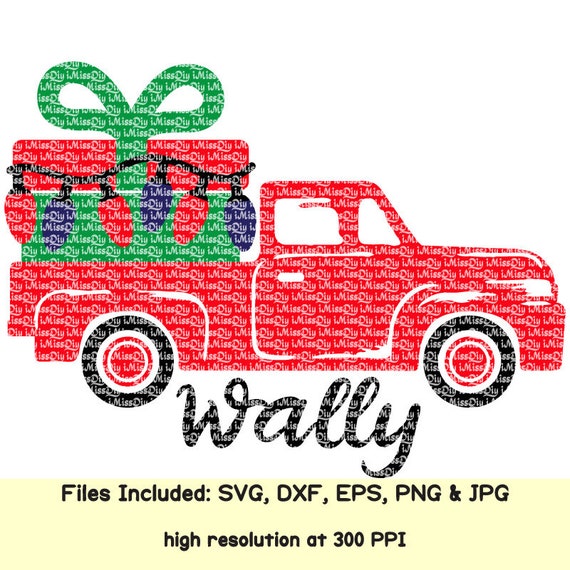 Kids Christmas Svg Truck Lights Monogram Svg Files For Cricut Etsy
